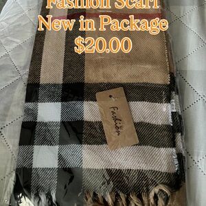 Fashion Nova Checkered Scarf - Black, White, Tan
